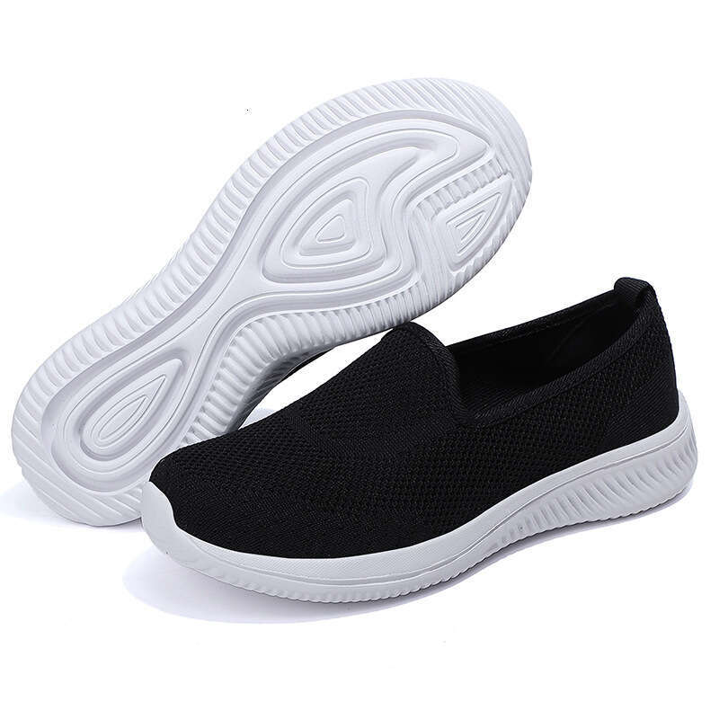 Spring summer new round toe flying woven sports middle-aged and elderly walking women's shoes, mother's shoes