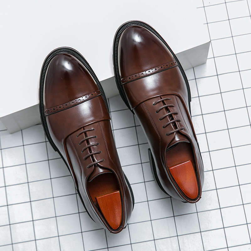 Large size three joint for men, sizes 38-46, 2023 Spring and Autumn thick soles, elevated height, business dress, casual leather shoes