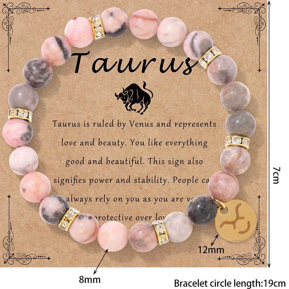 MHSSUN 12 Star Zodiac Sign Pink Zebra Stone Beadeds Constellation Fashion Birthday Party Jewelry For Women Men C251105