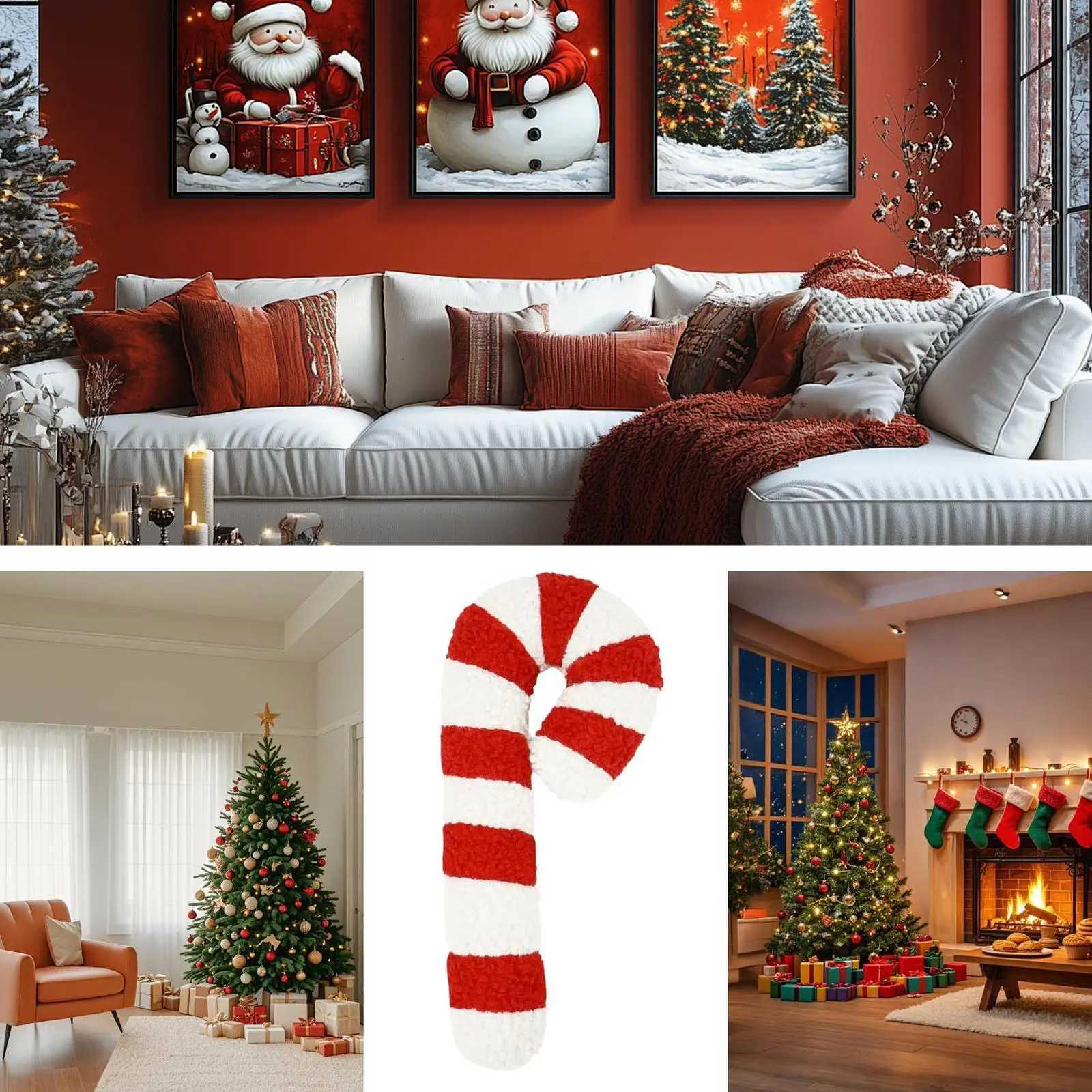 Candy Cane Pillow Christmas Holiday Plush Soft Decorative Cushion for Sofa Bed Chair Bedroom Office Winter Home Decor Xmas Gifts Y251105