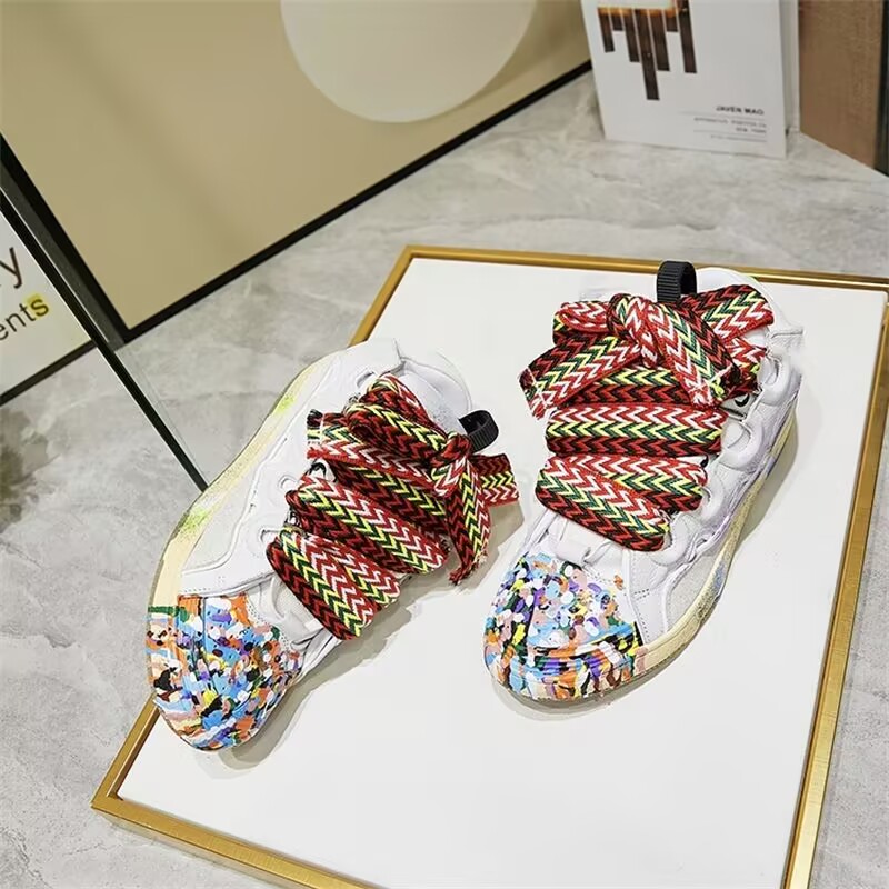 With Box Designer Curb shoes sneakers for men women black mens womens trainers Plate-forme casual chaussure platform35-44