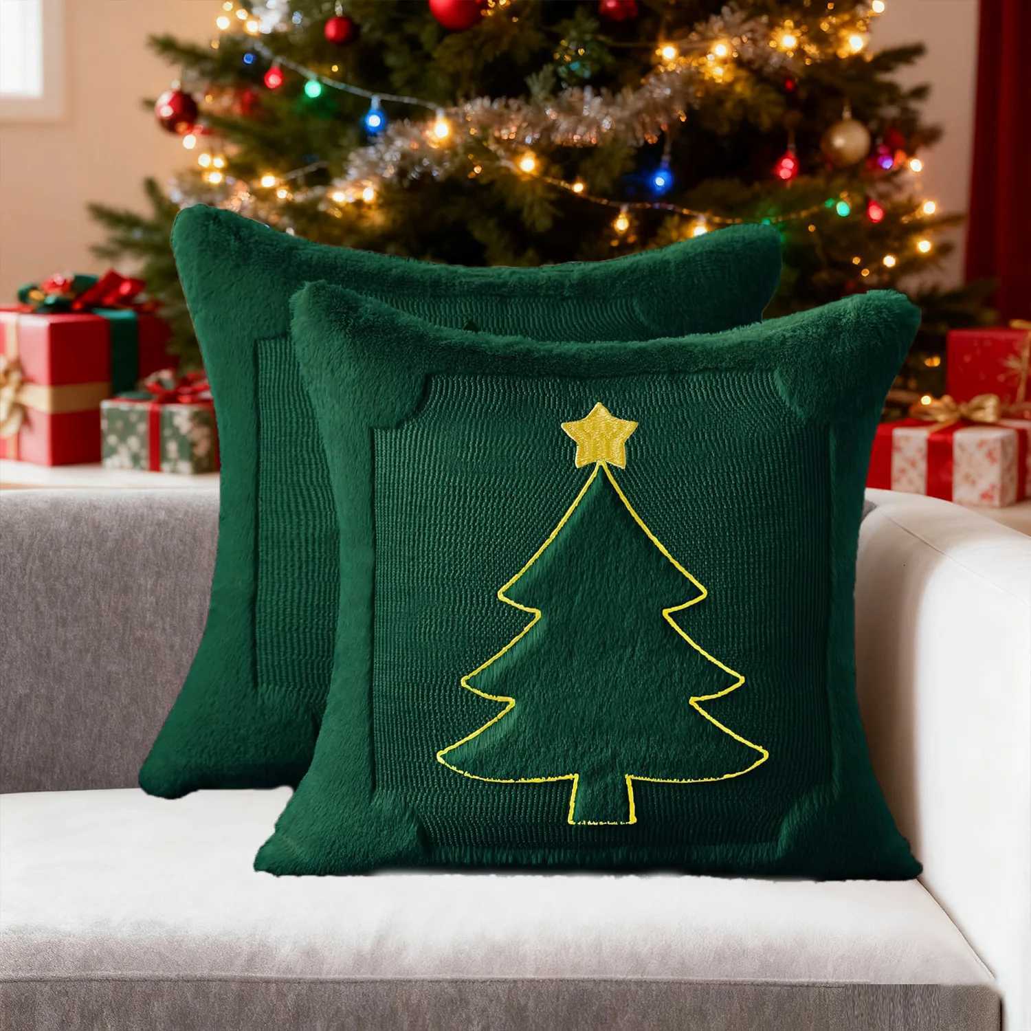 Christmas Pillow Covers Fall Pumpkin Throw Pillows Soft Plush Faux Fur Decorative Cushion Covers for Couch Sofa Bed Porch 45x45 Y251105