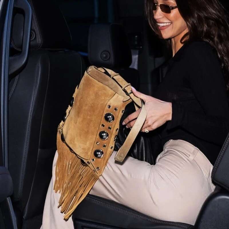 Bohemian Vintage Faux Suede Bags For Women Designer Handbags Purses 2025 New In Tassel Rivet Shoulder Crossbody