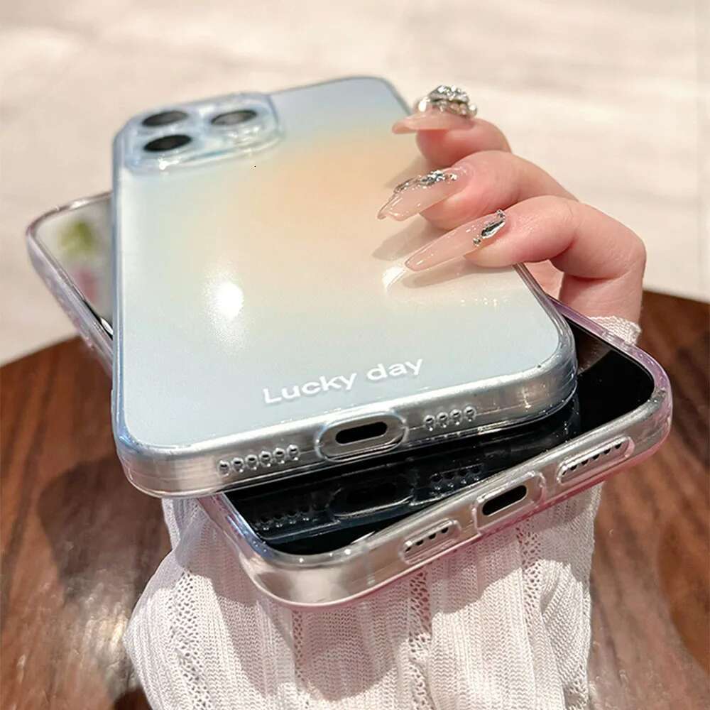 Transparent Pink Powder Silicone Phone Case For iPhone 13 12 11 14 15 Pro Max XR X 16 Plus Gradient Clear Soft TPU Cover