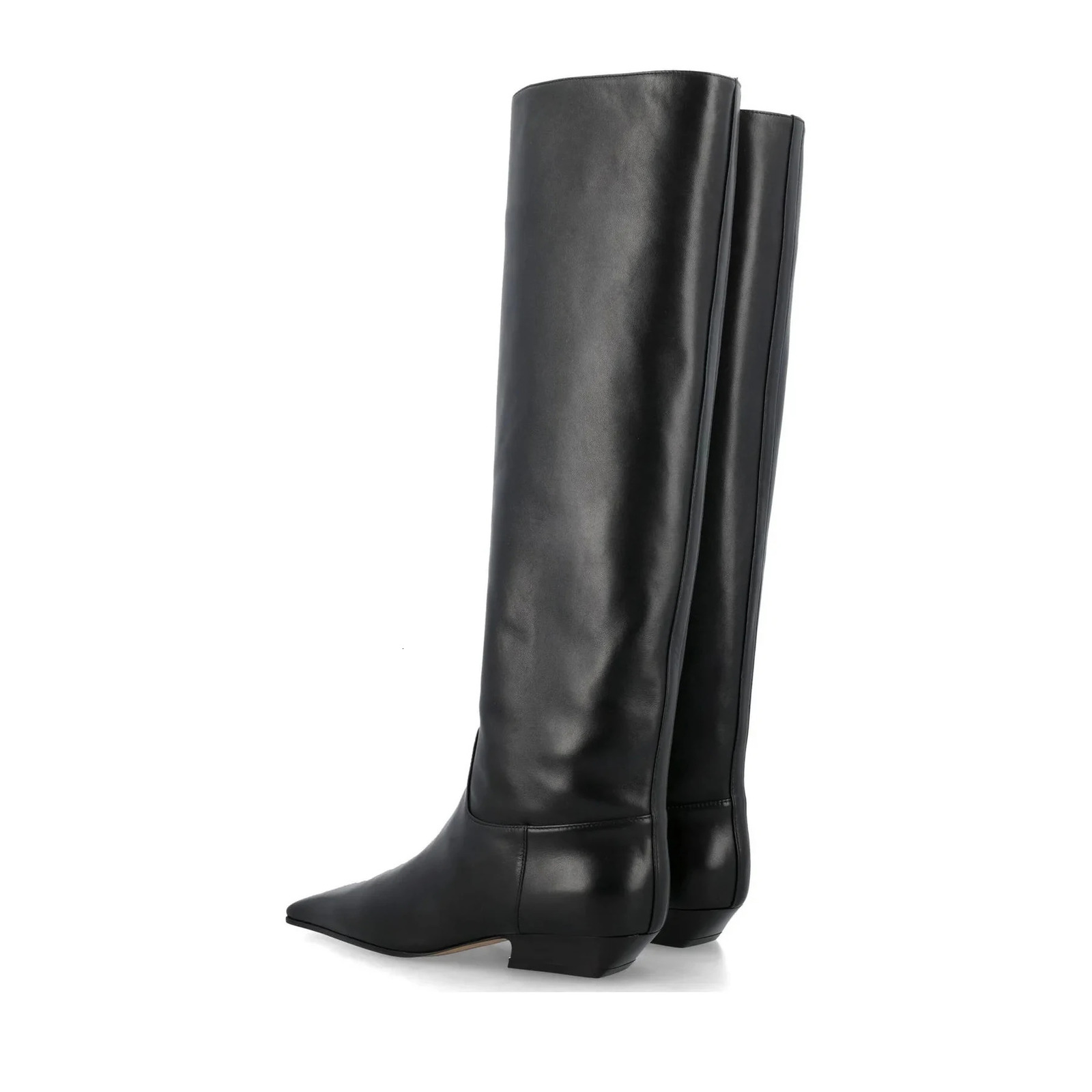 QUTAA 2025 Fashion Women Knee High Boots s Genuine Leather Mid Heel Square Toe Long Boots Winter Woman Shoes Black Size 3443 251031