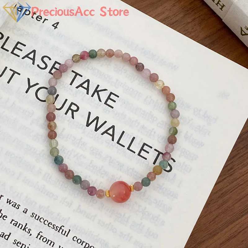 Fashion Delicate Tourmaline Handmade Beaded For Women Girls Exquisite Elastic Rope Creative Beaded Ring Gifts C251105