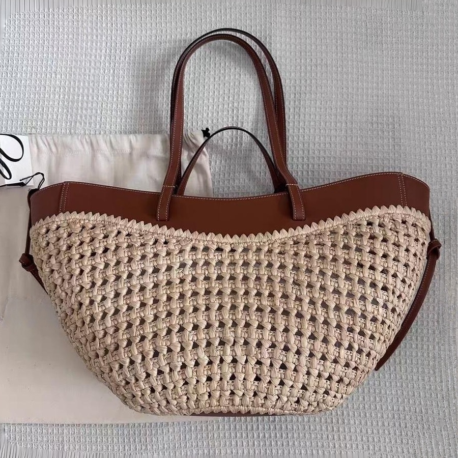 Designer luxury brand Tote bag classic Lafite woven bag high quality holiday beach bag fashion ladies large capacity magnetic closed hand-woven bag.