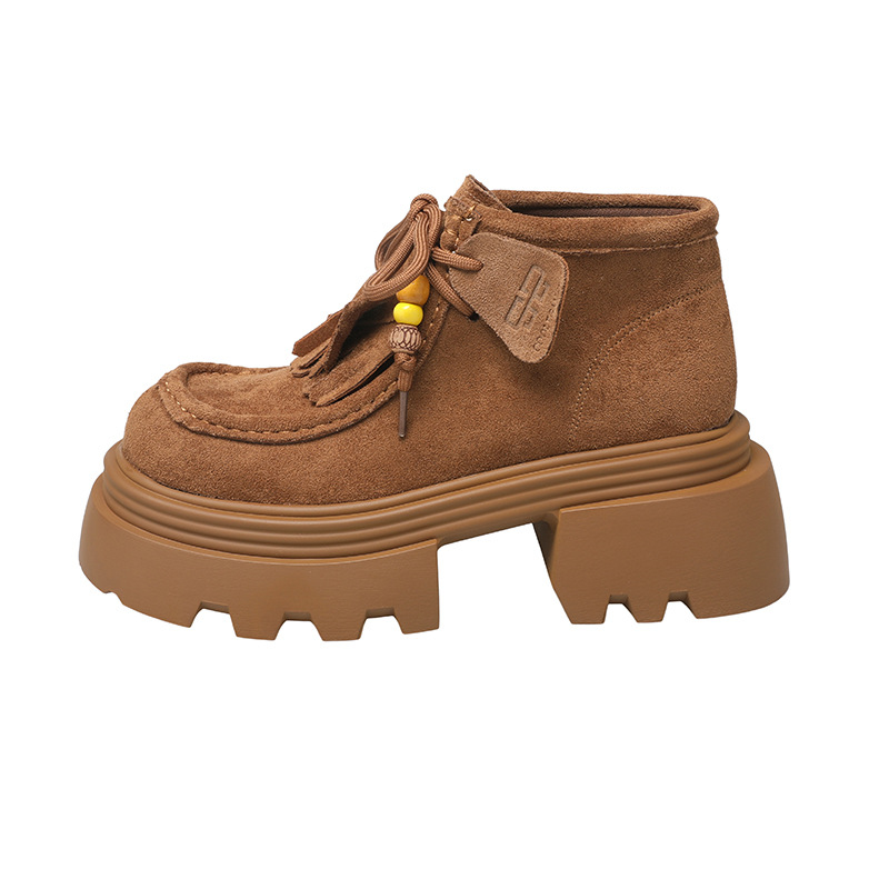 British style retro tassel platform sole Martin boots women's small man heightened foreign style short motorcycle boots