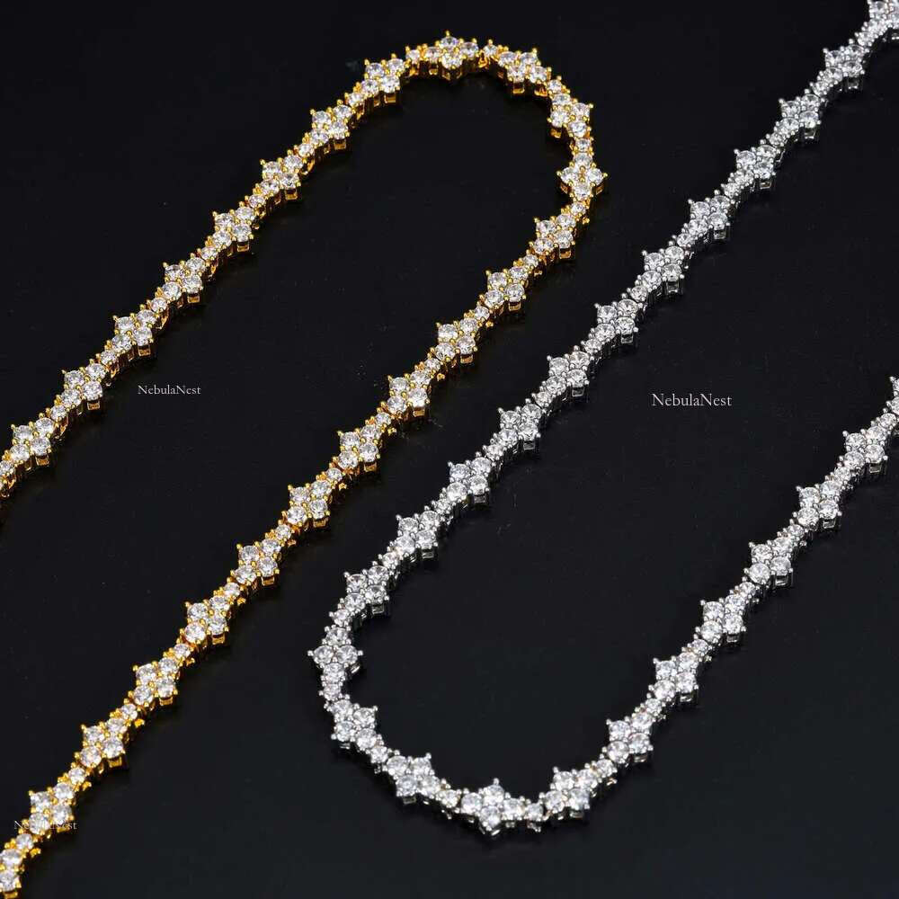 New Arrival Rapper Jewelry 7mm Sterg Sier Iced Out White Gold Pass Dia Tester Moissanite Cross Tennis Chain