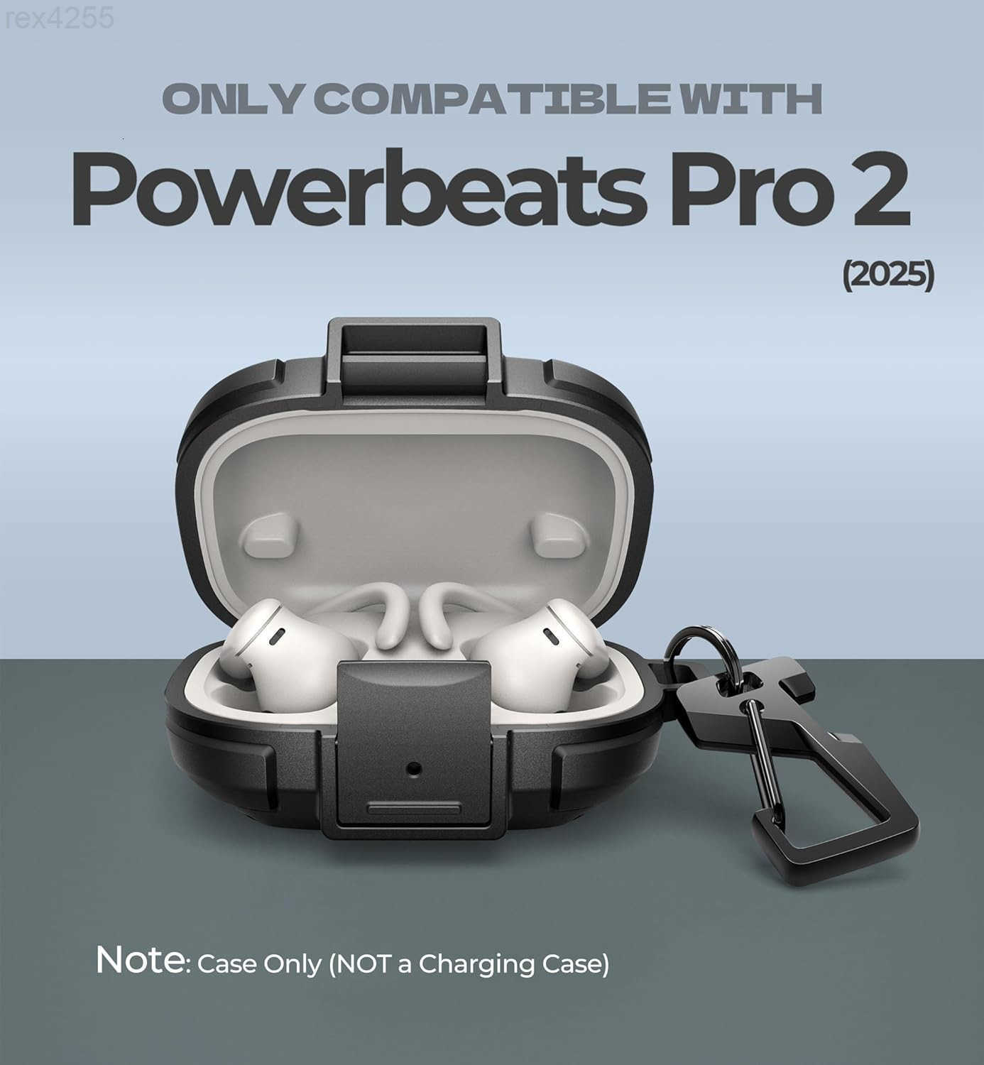 for Beats Powerbeats Pro 2 Case with DropProofL ockS hockproofR uggedB umperC asesP rotectiveC overw ithC arabinerK eyringC leanerK itf orP owerbeatsP