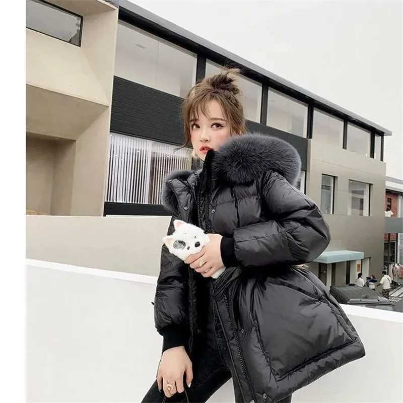 2025 Winter New Fashion Korean Version Anti-season Cotton-padded Womens Long Loose Warm Cotton-padded Jacket Hooded Coat TideT251105