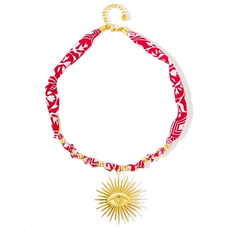 Boho Choker Necklace for Women Mom Waterproof Stainless Steel Conch Starfish Charm Scarf Colorful Ribbon Pendant Jewelry 251031