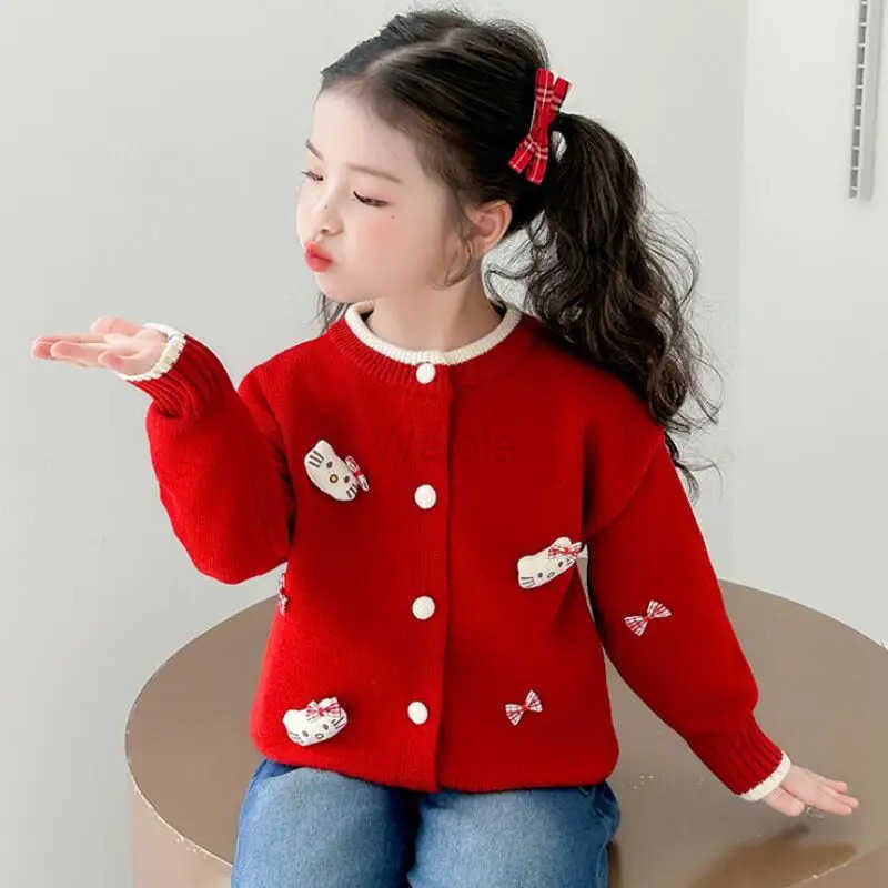 Sanrio Halloween Anime Girls Sweater Hello Kitty Autumn New Kawaii Cartoon Knitted Sweater Korean Sweet and Fashion Warm Tops H251105