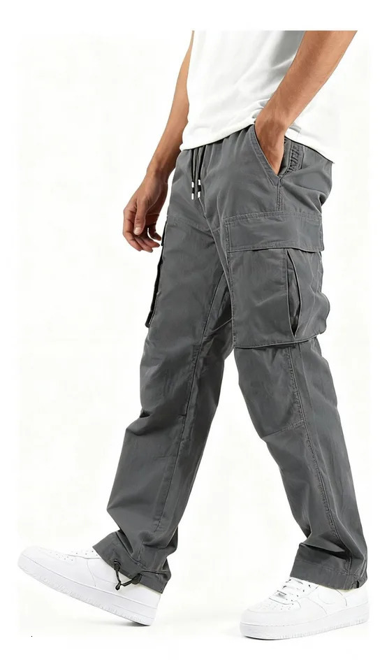Mens casual loose cotton straight leg work pants mens loose fashion sports pants 251104