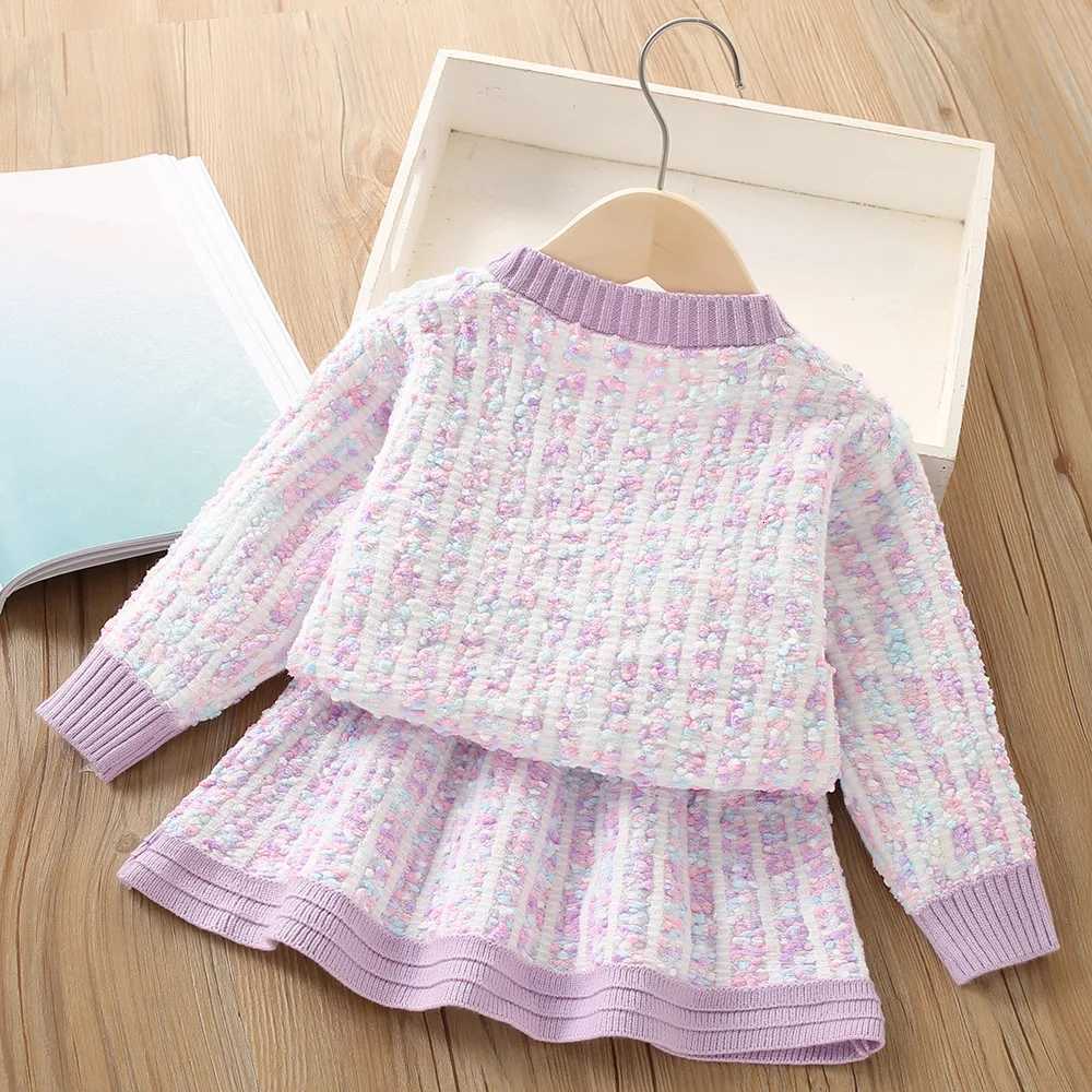 2025New Girls Knitted Fashionable Set 0-6 Year Old Little Fragrant Baby Girls Top and Bottom Warm Girls Knitted Sweater Y251105
