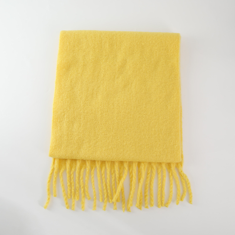 K315 Soft waxy mohair scarf for women Korean version ins new winter trend simple thick warm solid color imitation cashmere scarf