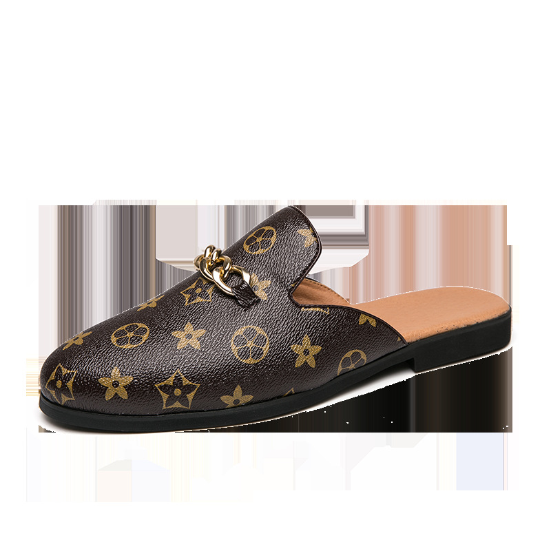 2025 Men's slippers: summer closed-toe heel-less casual sandals outdoor sandals pointed-toe leather shoes men's driving shoes 37-48