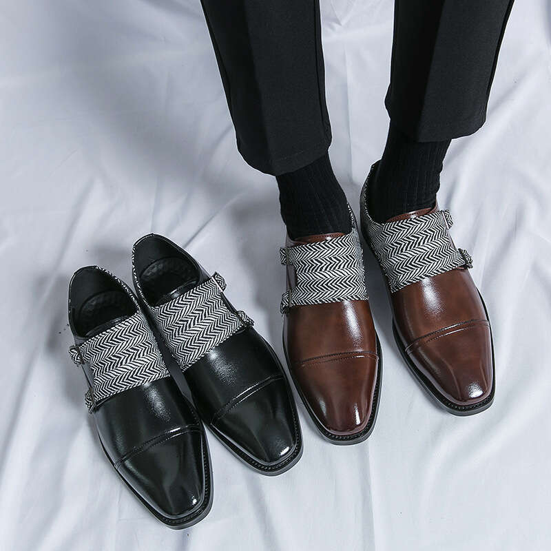 Large men's sizes 38-48, monk shoes, spring and autumn new double breasted business dress leather shoes