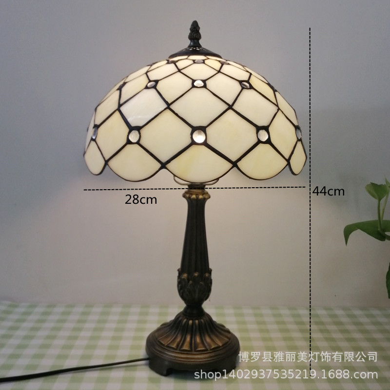 Elegant Tiffany-Style Baroque art decoration antique Table Lamp - 12 Inch Antique Stained Glass for Bedroom & Living Room