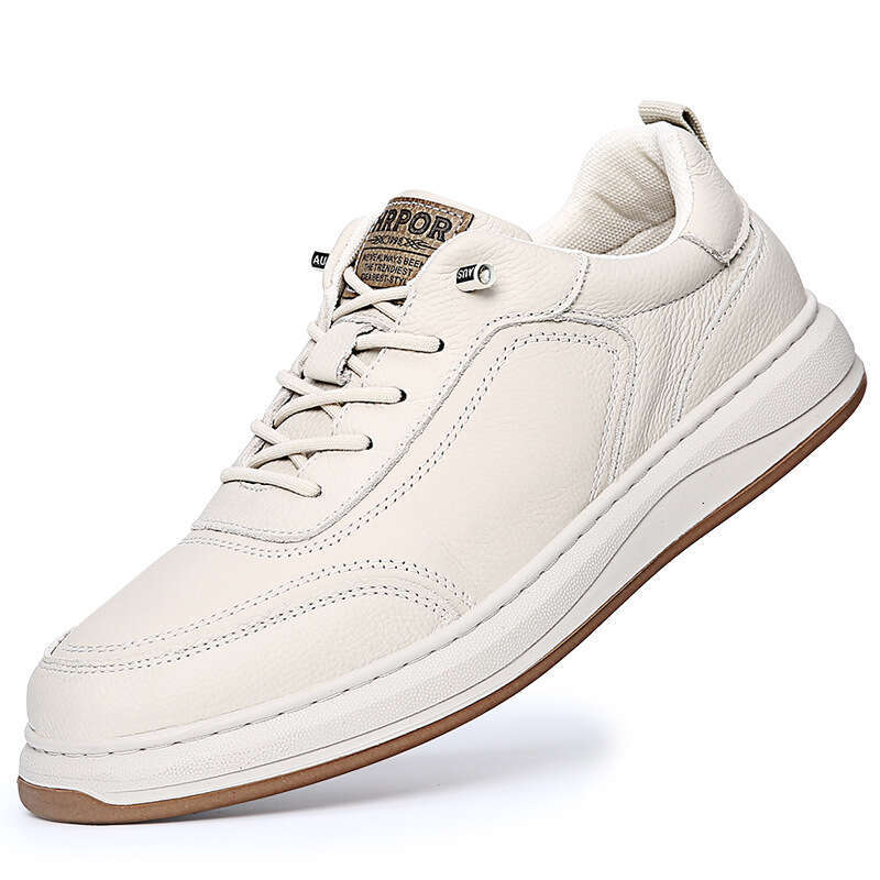 Top Layer Cowhide 2025 Autumn New Casual Genuine Breathable White Sneakers Board Leather Men's Shoes