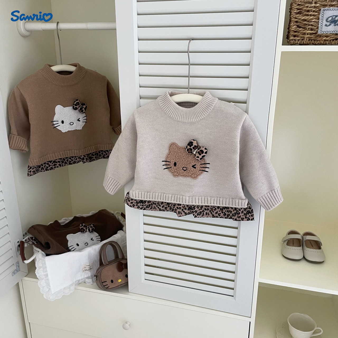 Sanrio MMTKIDS 2025 Autumn and Winter New Korean Style KT Cat Bowknot Girls Pullover Sweater N735 H251105