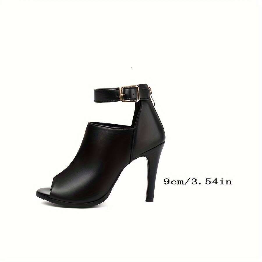 Women's Fashion Peep Toe Stiletto Heels, Ankle Strap Summer Booties, Versatile Black High Heels
