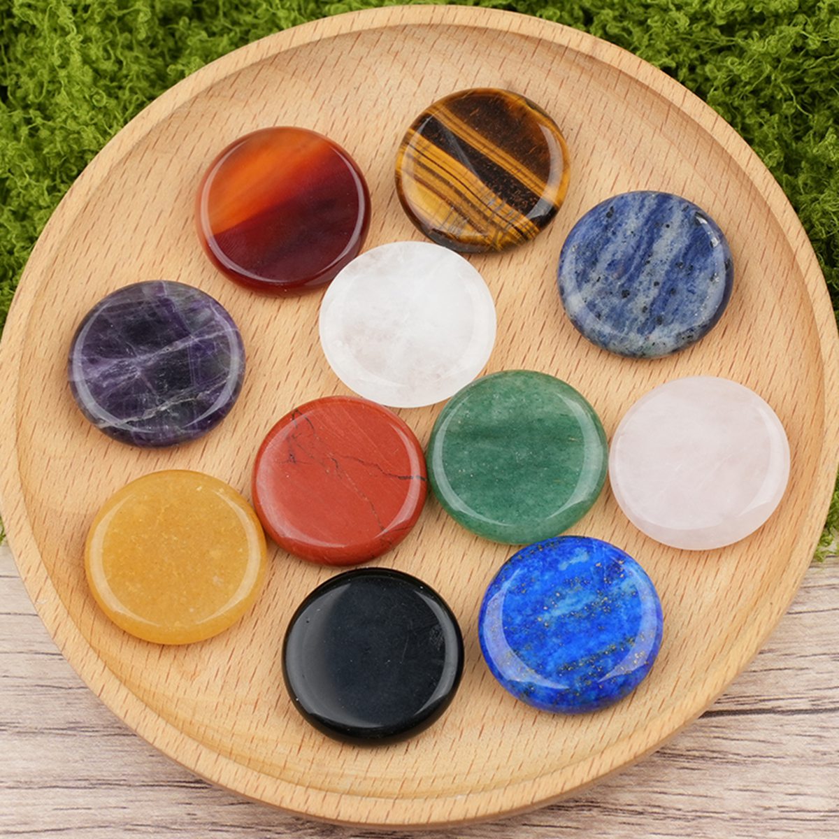 Double Flat Circular Gemstone Disc for Home Decor 25MM Round Crystal Cabochon for DIY Jewelry Making Pendant Ring Craft Supplies