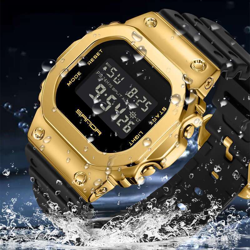 DHwatches Sanda Fashion Trend Single Movement Small Square Harajuku Style Waterproof Sports Watch with Raised Hand Light for Couples Men and Women
