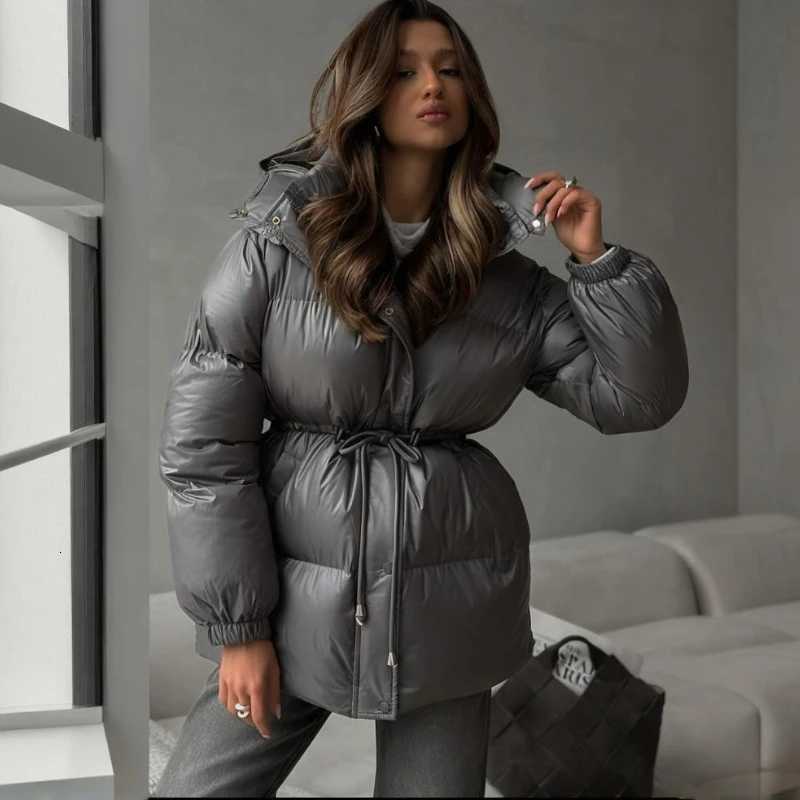 Tornova 2025 Winter New Drawstring Cotton Padded Jacket Woman Zipper Hooded Parkas Fashion Long Sleeve Warm Clothing Lady CasualT251105