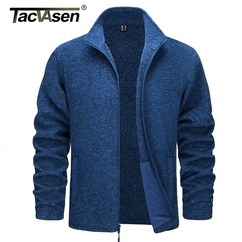 TACVASEN Lightweight Full Zip Fleece Jackets Mens Spring Casual Jacket Outdoor Sportswear With Pockets Stand Collar Outwear Tops 251028CJ