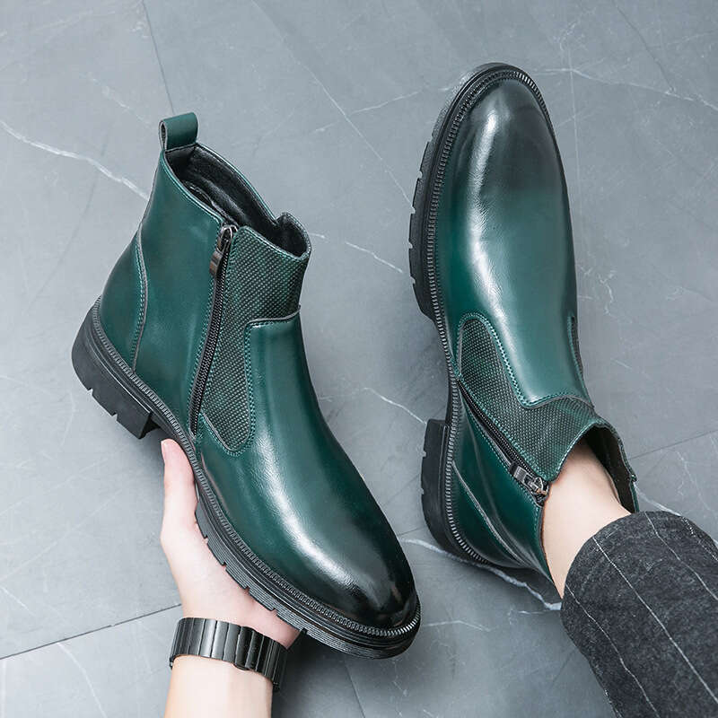 Men's oversized new casual leather shoes, fashionable men's British style Martin boots, trendy short boots
