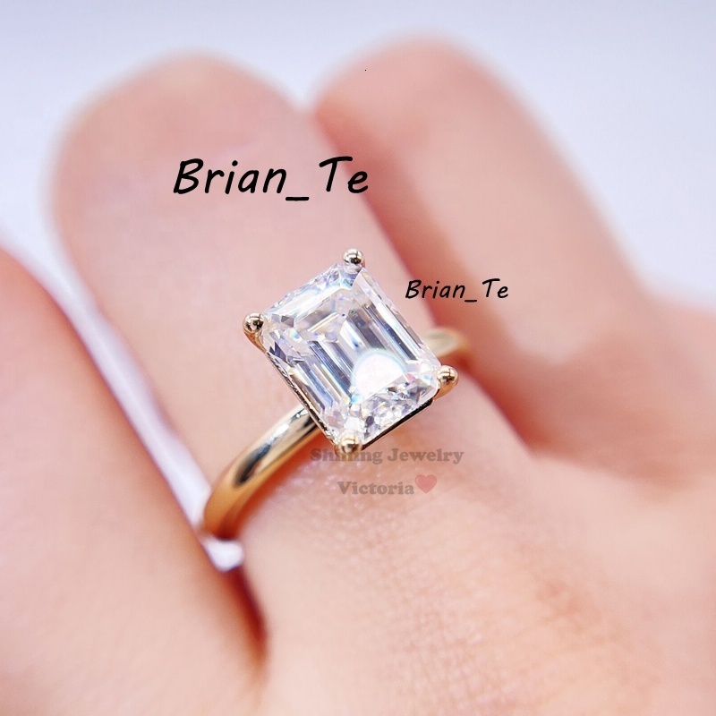 Custom Hip Hop Iced Out Rose Gold Baguette Moissanite Capital Letter Initial Ring