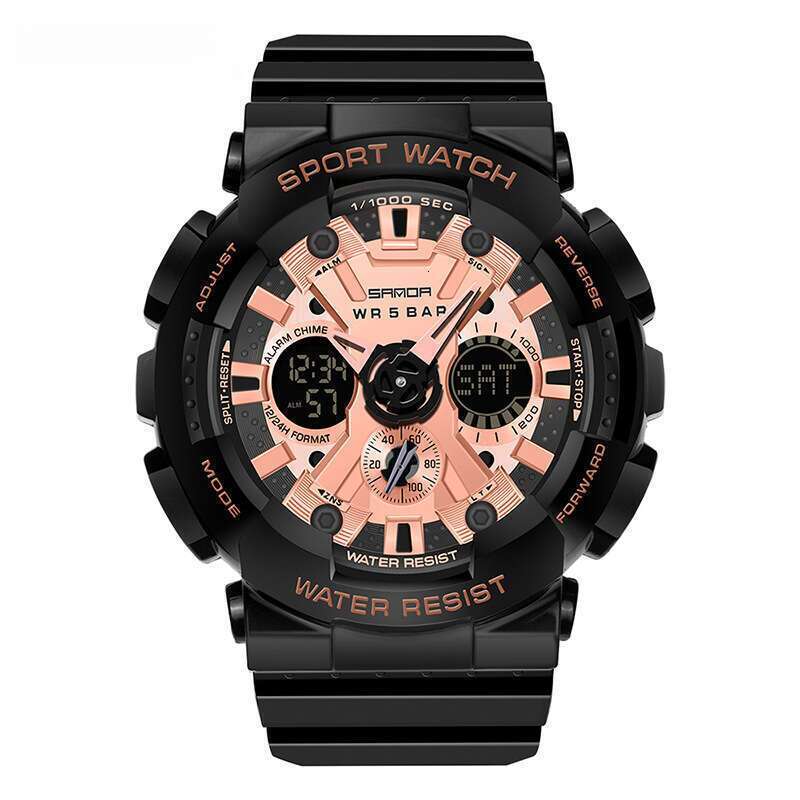 DHwatches Sanda 6033 for Men and Women Harajuku Style Trendy Dual Display Multifunctional Sports Waterproof Junior High School Student Korean Version 