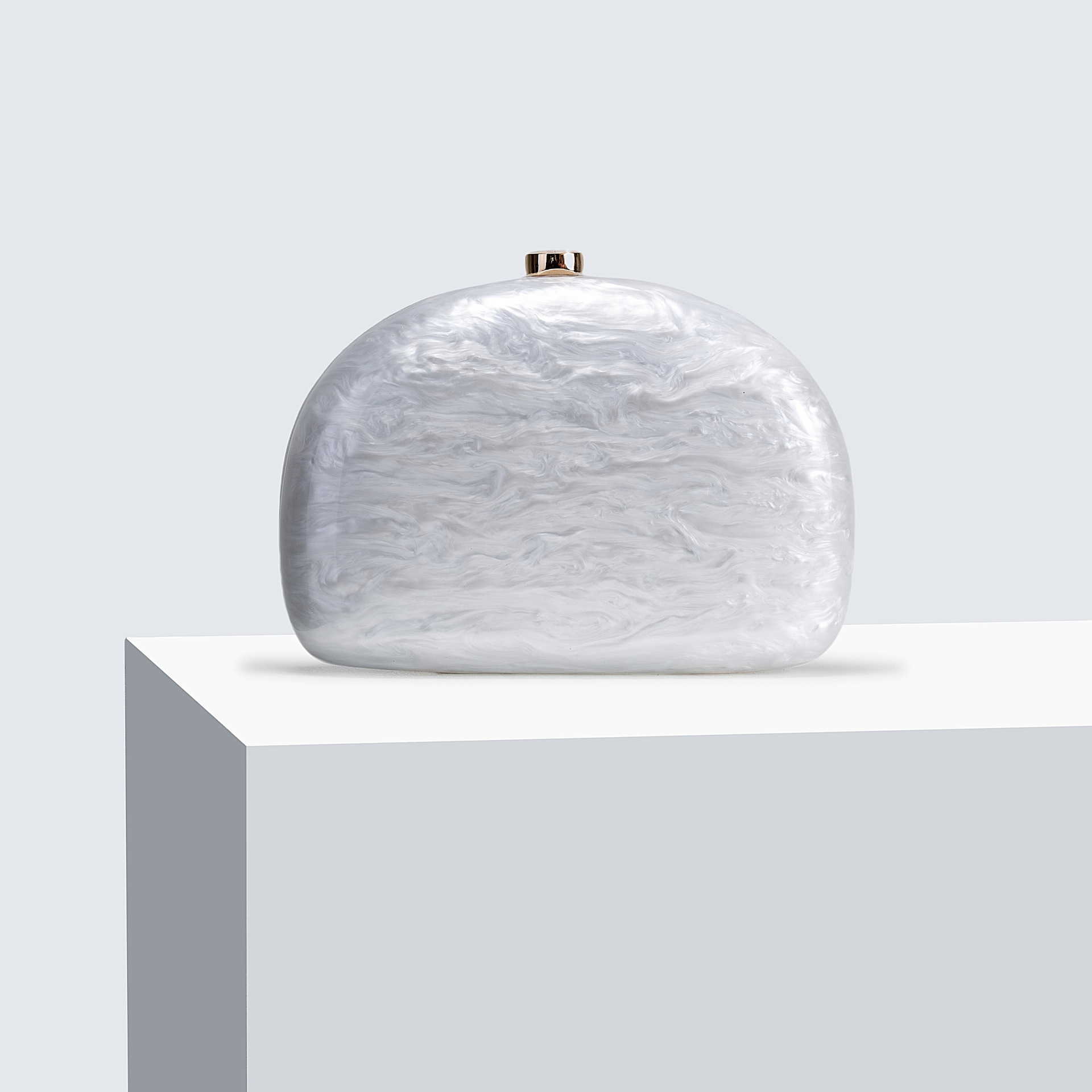 Womens New Half Round Pressed Bag Acrylic Dinner Bag Single Shoulder Oblique Cross Wedding Banquet Handbag