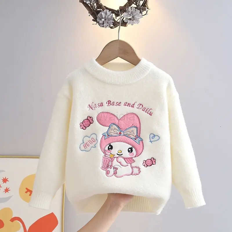 Sanrio Girls Sweater Coat New My Melody Autumn Winter Cute Tops Cartoon Pullover Knitwear Base Shirt Kawaii Sweater Gift H251105