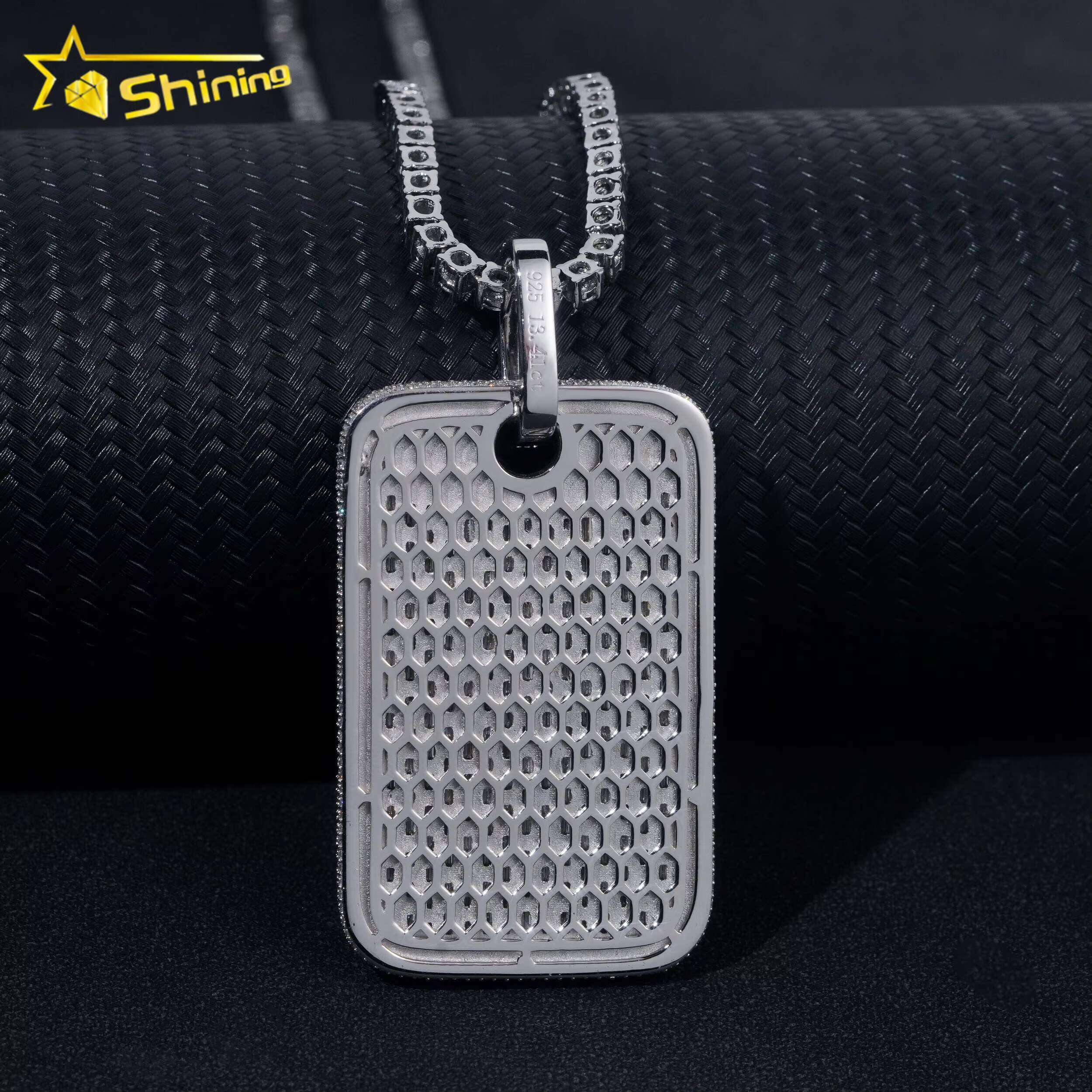Baguette Tag Hip Hop Fashion Vvs Moissanite Dia Fully Iced Out Pendant Fine Jewelry New Arrivals