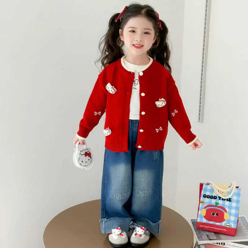 Sanrio Halloween Anime Girls Sweater Hello Kitty Autumn New Kawaii Cartoon Knitted Sweater Korean Sweet and Fashion Warm Tops H251105