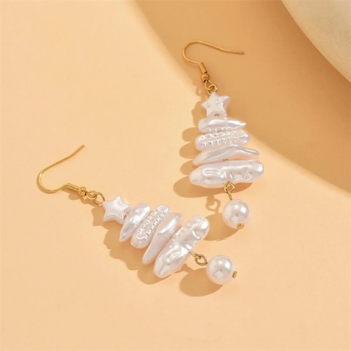 Holiday Xmas Tree Drop Earrings Baroque Irregular Pearl Stacked Star Earring Christmas Jewelry Gift For Women Men 251104