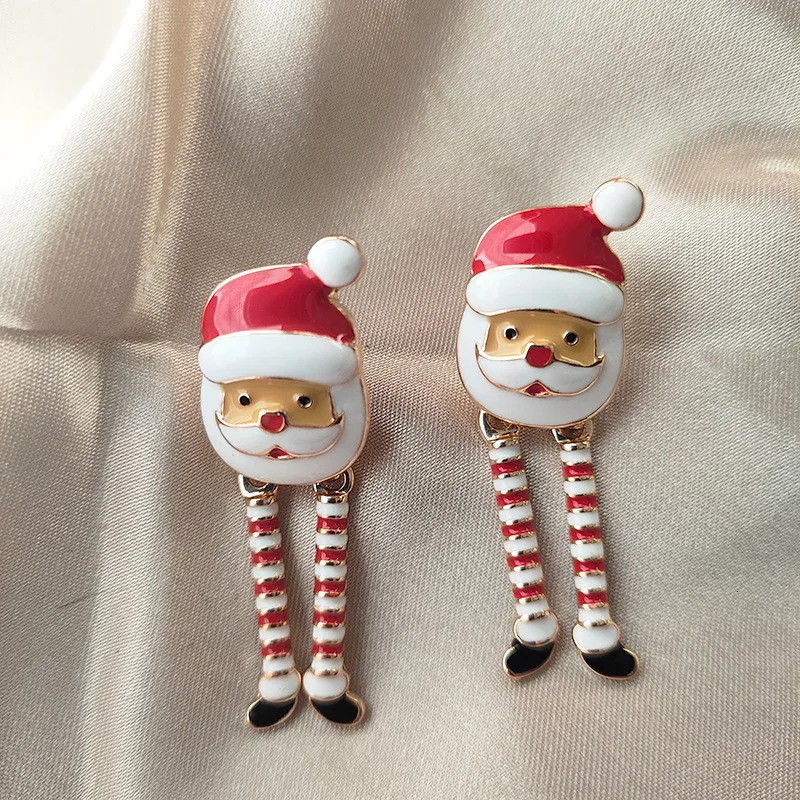 Cute Enamel Santa Claus Stud Earrings For Women Exquisite Pearl Cartoon Christmas Earring Xmas Year Party Gifts 251104