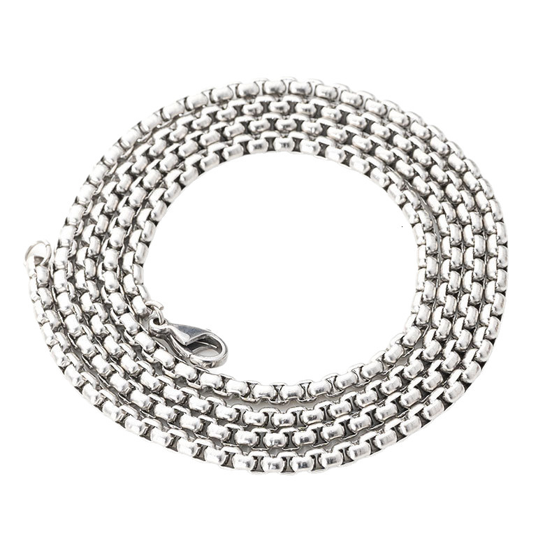 Cross-Border Stainless Square Pearl Men's Titanium Steel Necklace Trendy Hip-Hop Punk Jewelry Sweater Chain