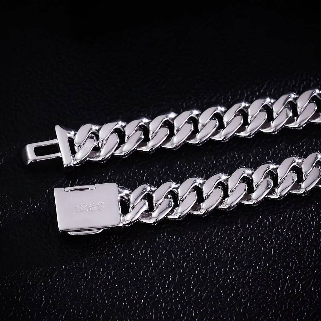 8mm Cuban Chain Bracelet 925 Silver Moissanite Cuban Link Chain Hip-hop Jewelry