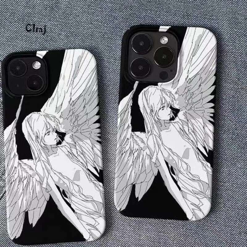 Clmj Beautiful Angel For 13 12 Mini 11 14 Pro Max 15 Plus Se 2020 XR X XS 7 8 Silicone Phone Cover iPhone Case