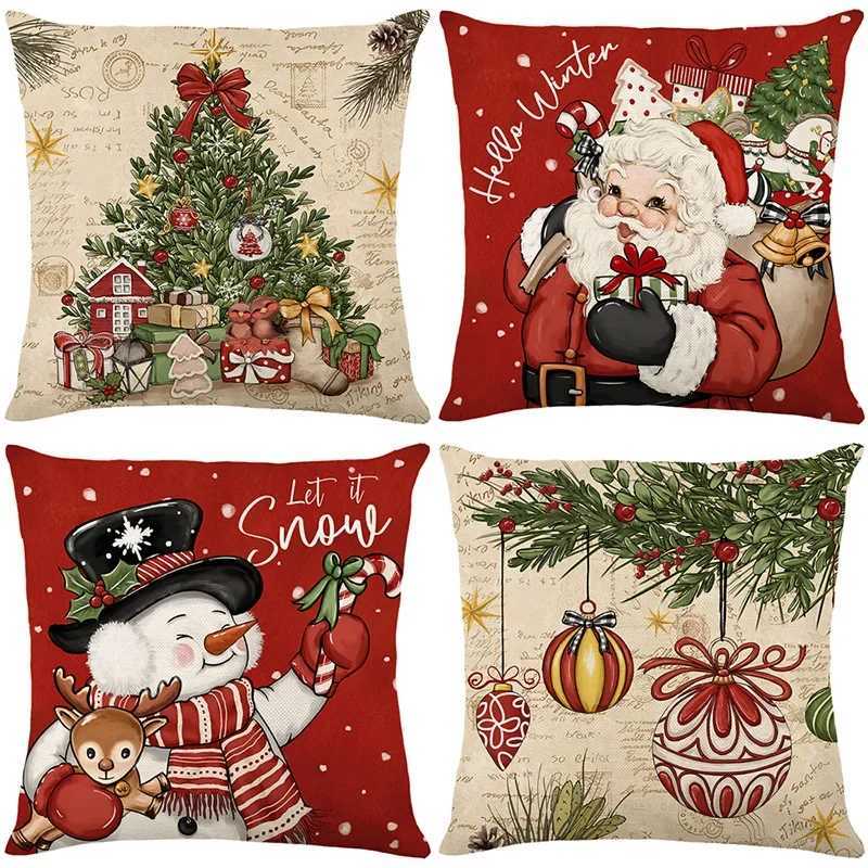 45cm Christmas Decorations Christmas Cushion Cover Pillowcase 2024 for Home Ornament Xmas New Year Christmas Decor 2025 home Y251105