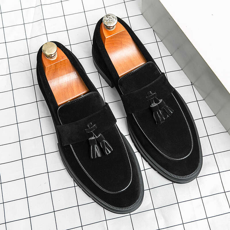 Large size 46 new matte fringed fashionable men's business formal leather shoes, one foot lazy shoes