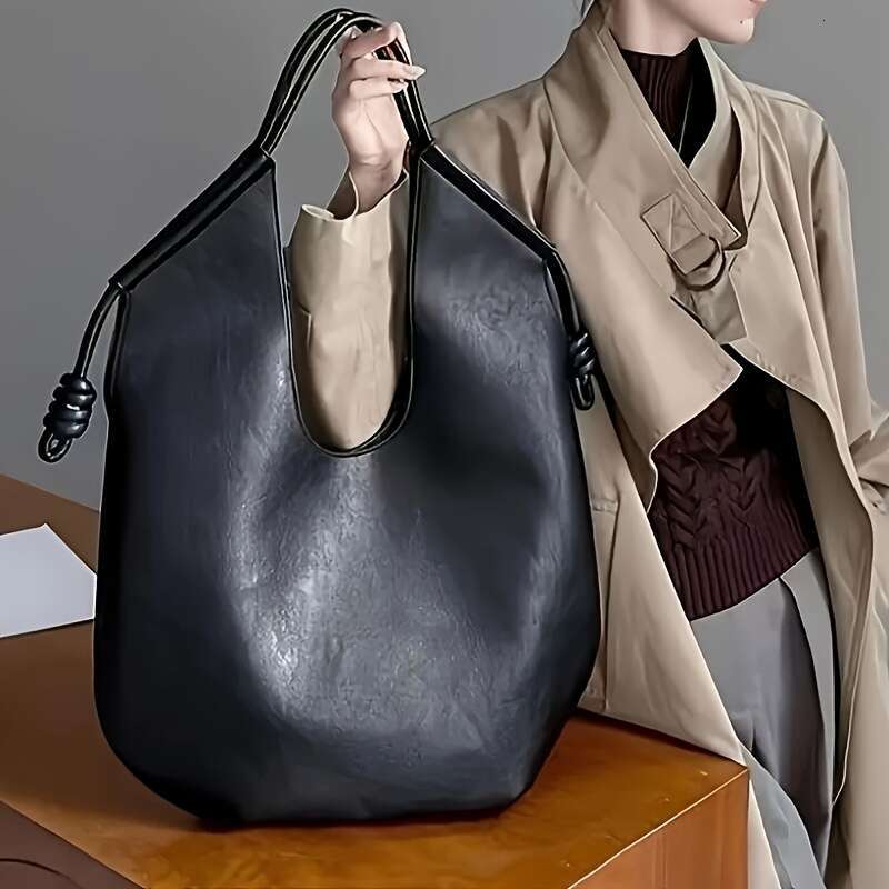 Eonothem French Inspired Women Shoulder Bag Tote With Adjustable Braided Handles, Spacious Minimalist Design For Daily Use & Travel, Deep Brown