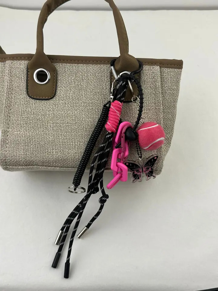 rose red tennis Key Chain butterfly braided rope Backpack pendant 250403250403