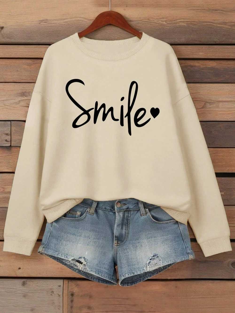Light Up Love With A Smileprints Sweatshirt Womens Loose Sporty Hoodies Fleece Warm Crewneck Tops Winter Comfortable ClothesT251105