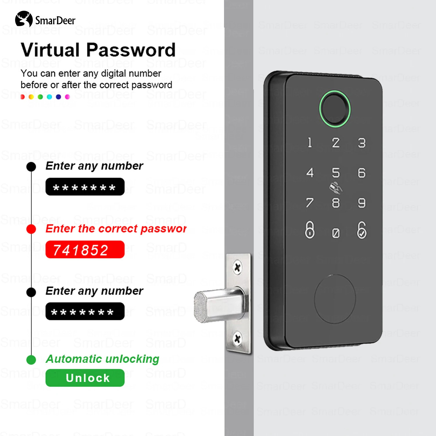 SmarDeer Electronic Door Lock for Tuya Lock with Deadbolt lock Fingerprint Lock Keyless entry with SmartLife App Remote unlock 250402