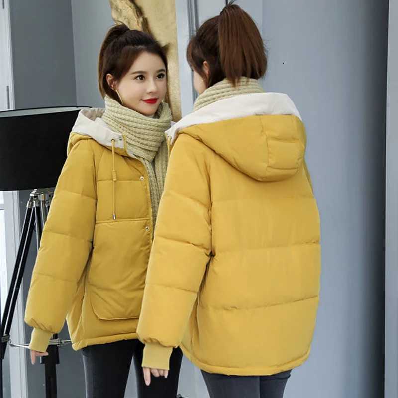 Down Cotton Jacket Winter New Womens Korean Short Hooded Parka Overcoat Womens Commuter Thickened Warm Plus Size Cotton JacketsT251105