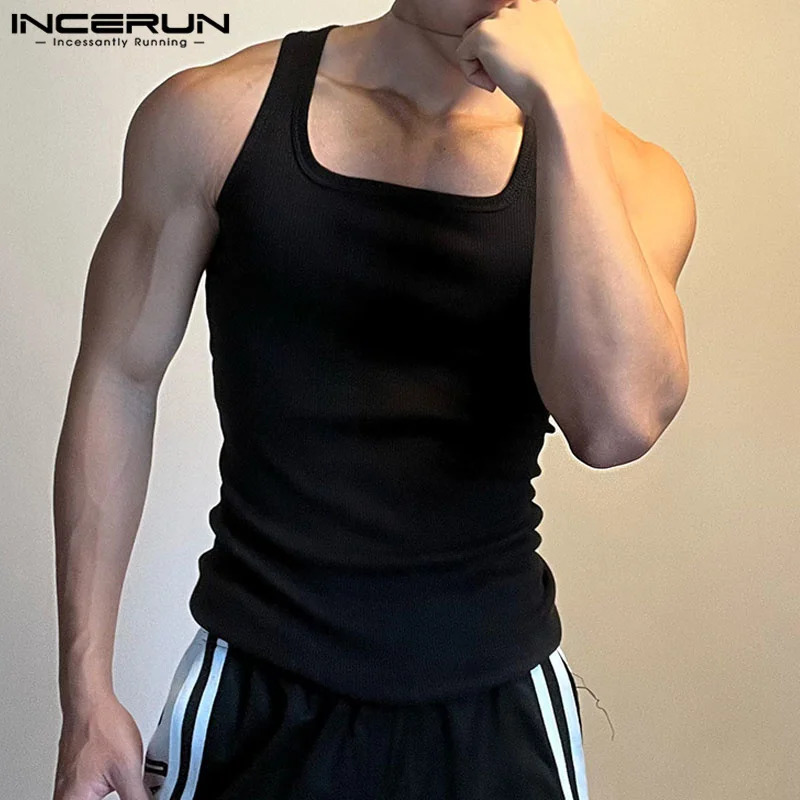 Mens vest solid color O-neck sleeveless sports casual mens vest summer street clothing mens clothing S-5XL INCERUN 250402